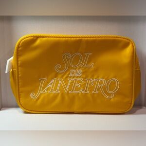 Sol de Janeiro Yellow Embroidered Cosmetic Makeup Bag Zipper Pouch – NWOT